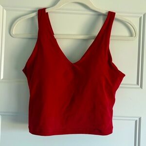 Athleta transcend Vneck crop bra, red, size S